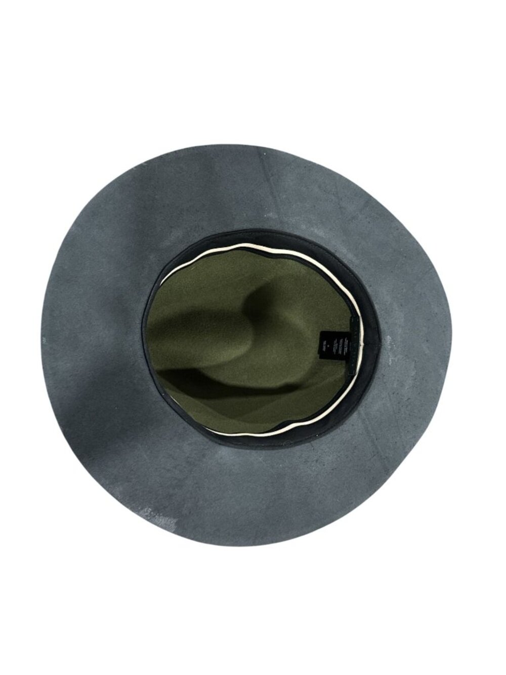 Rag & Bone Olive Green Wool Hat With Black Leather Brim Size S - Picture 6 of 7